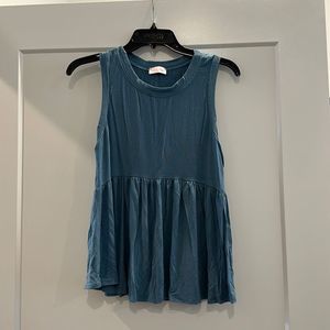 Pink Lily Flowy Blue Tank